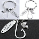 Love you Dad Charm Fish Hook Chain Ring Keychain Keyring Key Fob Metal Gift