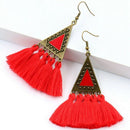 4X(Bohemian Tassel Statement Earrings Boho Ethnic Long Fringed Earring For N9R5)