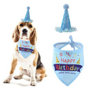 Pet Cat Dog Happy Birthday Headwear Hat Saliva Towel Party Costume (Blue)