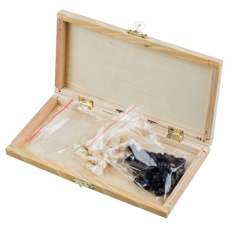 Foldable Wooden Chessboard Travel Chess Set with Lock and Hinges--Ivory and O4V3