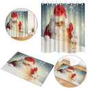 Bathroom Fabric Shower Curtain 9 Hook Sets Water Resistant Various Pattern Panel