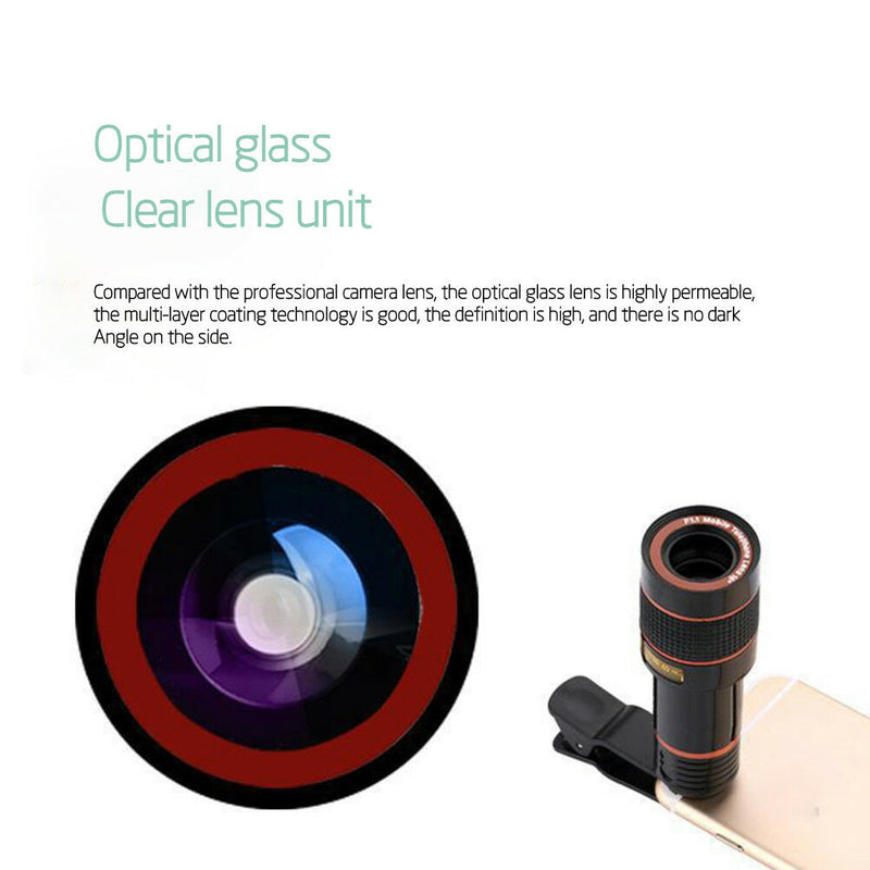 Clip-on 12x Optical Zoom HD Telescope Camera Lens For Universal Mobile Phone OZ