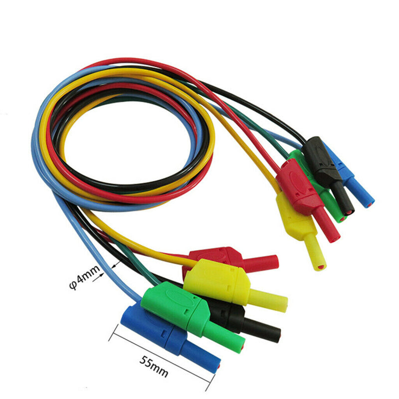 5pc/set 4mm Banana to Banana Plug Silicone 1M Test Cable for Multimeter