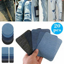 20Pcs DIY Iron on Denim Fabric Patches For Clothing Jeans Knee Repair Kit