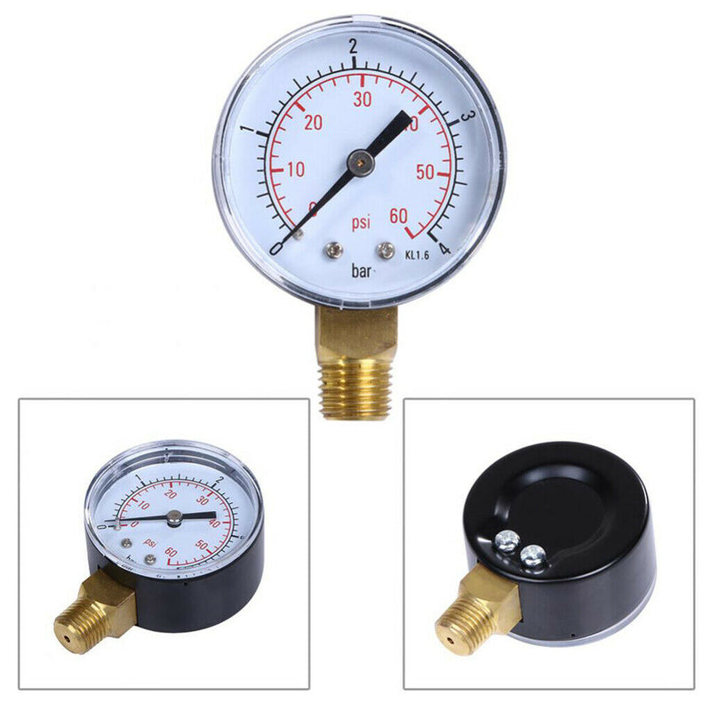 0 - 60 PSI Water Pressure Gauge Hydraulic Pressure Gauge 1/4'' Pipe Thread