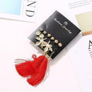 6Pairs Women Korean Style Earrings Set Tassel Crystal Stud New Hook Dangle