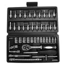 46pcs Drive Socket Set 1/4-Inch Socket Ratchet Wrench Torque Combo Tools Ki