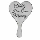 Daddy Here Comes Mummy Wooden Wedding Hand Held Sign Plaque T7L5