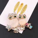 Cute Crystal Owl Animal Corsage Banquet Decoration Women Brooch Pin Jewelry G 3C