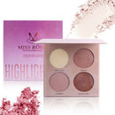 Miss Rose 4 Color Shimmer Bronzer Highlighter Palette Brighten Basic Makeup