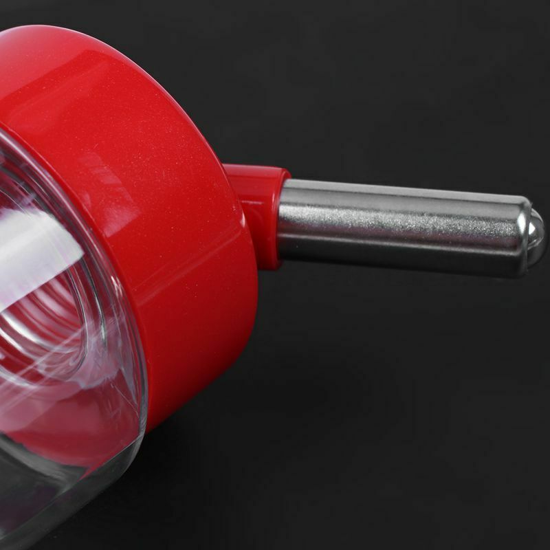 Pet Puppy Rabbit Dog Hanging Fountain Bottle Water Feeder Red Clear 350ml