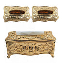 2pcs Rose Flower Pattern Tissue Box Acrylic Wide Use for Living Room -Golden