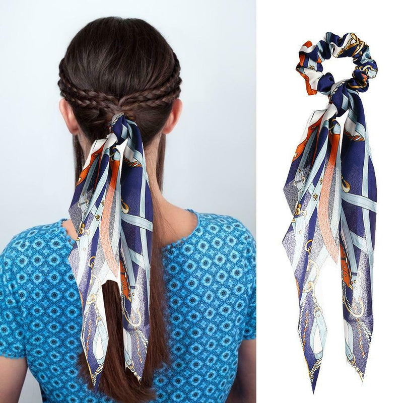 Retro Print Ribbon Hair Rope Women Ponytail Elastic Rubber Band (Style 4) A