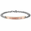 His Beauty Her Beast Alloy His and Her Bracelet Matching Cuban Link Chain W