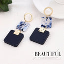 Marble Effect Acrylic Earrings For Women Alloy Geometric Earrings Drop Dang