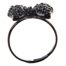 Lovely Black Rhinestone Crystal Bowknot Bow Tie Adjustable Ring V7V2