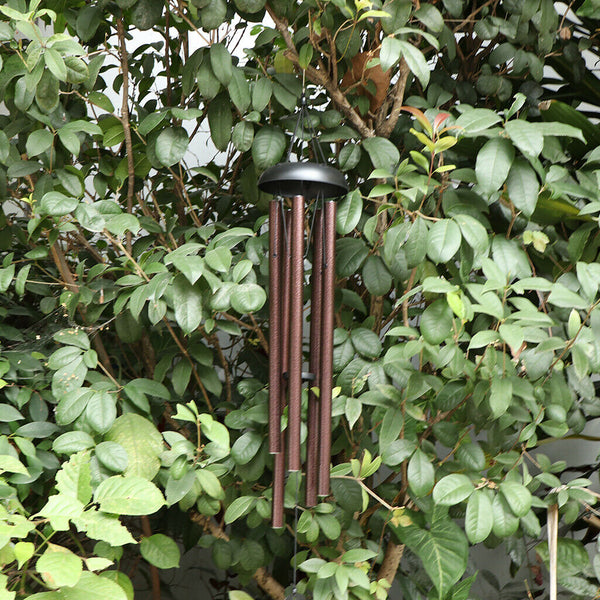 5 Tubes Wood Metal Aluminum Wind Bell Chimes Hanging Home Decoration Crafts Wind