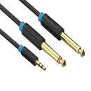 Stereo 3.5mm to Dual 6.5mm Male Audio Cable Y Splitter AUX Cord Cable 0.5m