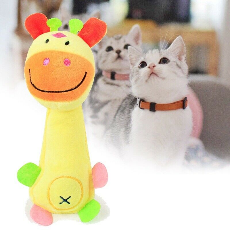 Funny Animal Shape Cute Pet Puppy Dog Toys Soft Plush Sound Squeaky Giraffe K1C8