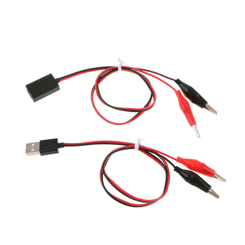 USB To Crocodile / Alligator Clips Power Cable / Test Wire 5v - 21"