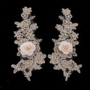 2 Pack Flower Embroidered Appliques Lace Fabric Ribbon Trim Patch Embroidery