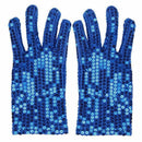 Woman Full Finger Sequins Show Jazz Dance Gloves Mittens (Blue) R6Y2