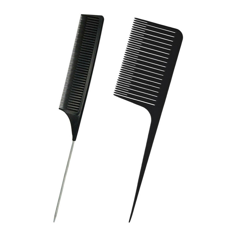 Wide & Fine Tooth Salon Weaving Highlighting Foiling Hair Comb Black