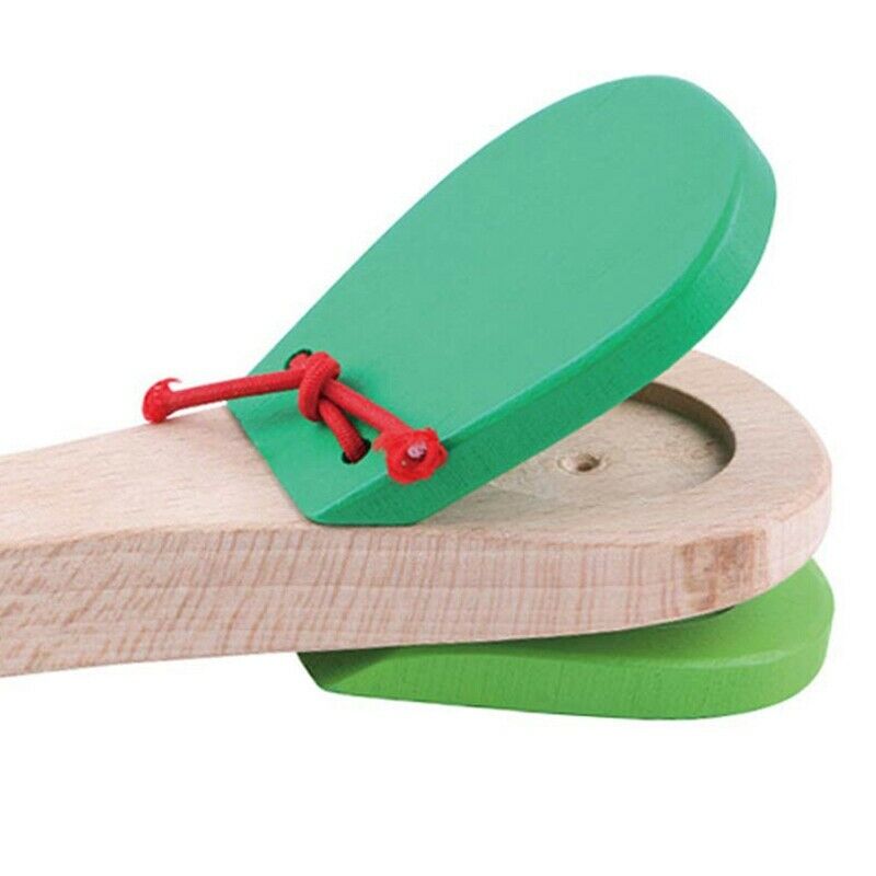 Children's Wooden Percussion Instrument Castanet Clapper Creative Long Hand T4N4