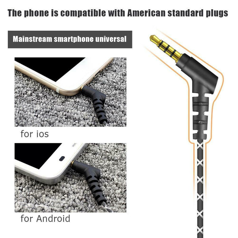 3.5mm Wired Deep Bass Earphones Call Music Sports Headphone with Microphone