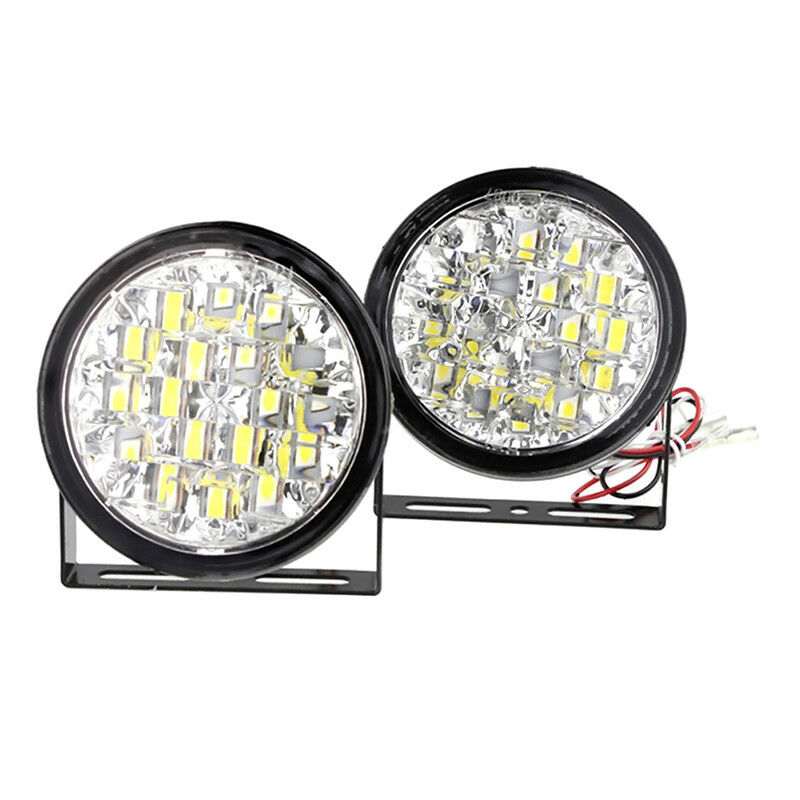 2pcs 12V 18LED Round Car Driving DRL Daytime Running Light Fog HeadLight Lamp