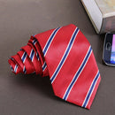 New Red blue stripes Silk Tie Jacquard Woven Classic Necktie Men's Tie