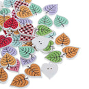 50Pcs Wood Leaf Handmade 2 Holes Wooden Buttons Sewing Scrapbooking DIY Craft
