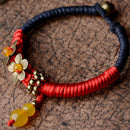 Chinese Style Jewelry Simple Fashion Big Red Jade Line Agate Fine Bracelet