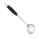 Home Kitchen Plastic with non-slip handle Stainless steel ladle black silve I3S2