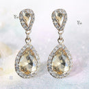 Elegant Water Drop Crystal Earrings Rhinestone Dangle Women Wedding Jewelry A