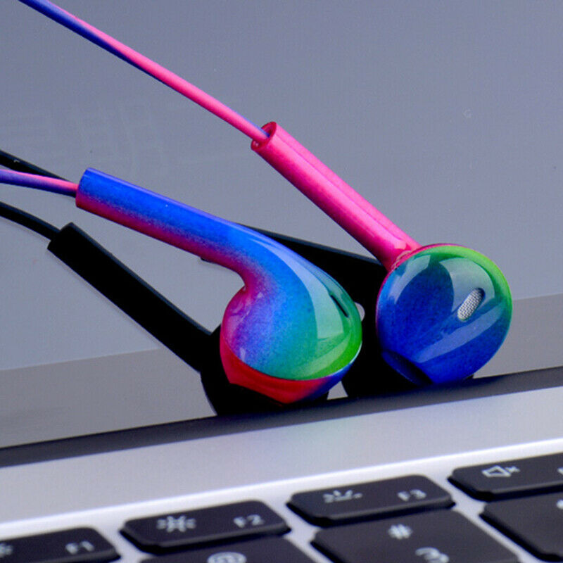 3.5mm Wired In-Earphone Fashion Gradient Music Earbuds Stereo Earphone  Heads&+