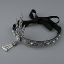 1920s Flapper Headband  Inspired Headpiece Retro Hair Accessory Black