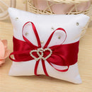 Ring pillow for wedding Ring pillow with satin ribbons red + white 10 cm x  B4N5