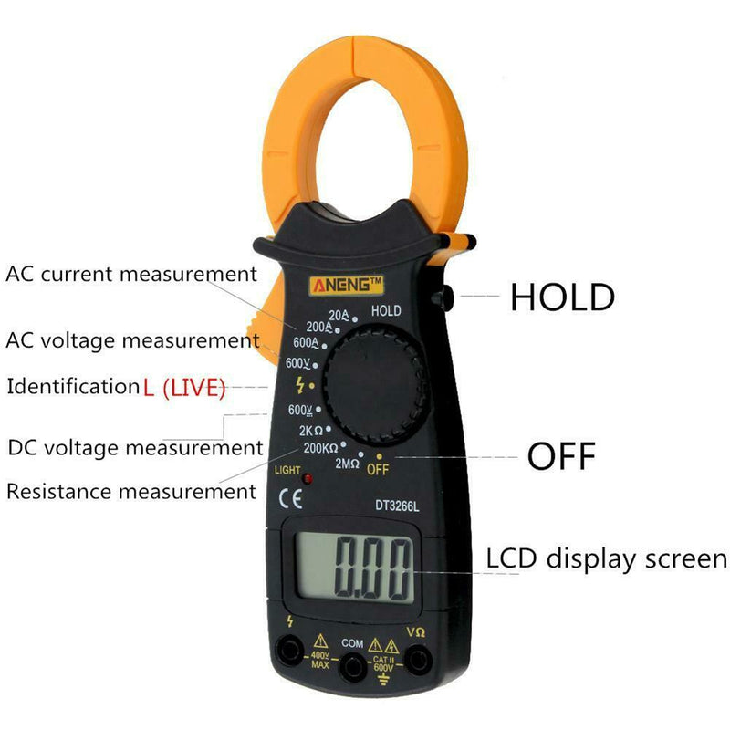 DT3266L Digital Clamp Meter Multimeter Voltage Current Resistance Tester