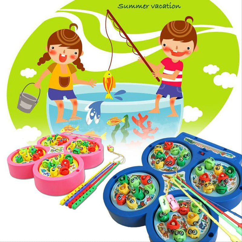 Electric Rotating Magnet Fish Fishing Pretend Game Children Educational Toy3cT