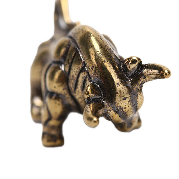 Solid Brass Bull Keychain Pendant Zipper Head Accessories Tools Outdoor Key R Gn