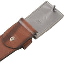 Men's Leather Belt Metal Buckle Automatic Clasp 39-43 inch coffee C1H9