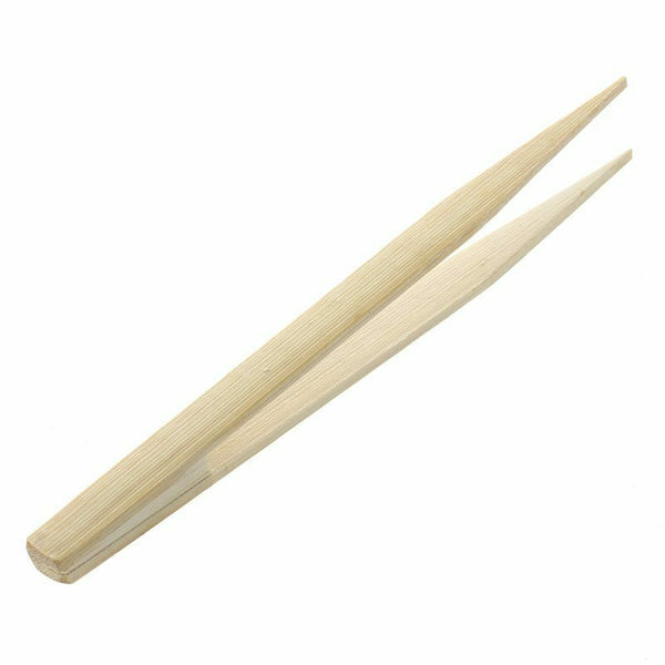 Textured Bamboo Kongfu Tea Utensil Tweezers 14.5cm Wood Color V3L1