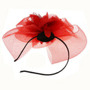 Red feather flower gauze beads headband Z7Q5