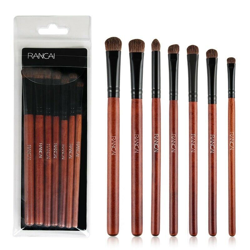 Rancai 7Pcs Eyeshadow Brushes Set Natural Horse Pony Hair Cosmetics Blendin N3B5