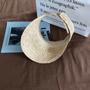 Ladies Anti-Uv Roll Up Sun Visor Hat Women Straw Raffia Sun Visor Caps