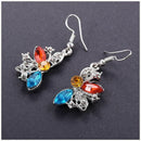 Women Alloy and Crystal Butterfly Necklace and Earring Set 40+7cm Multicolo