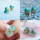 Woman Girls Love Natural Stone Turquoise Heart Shaped Ear Stud Earrings Jewelry