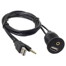 Combo Usb 2.0 & 3.5Mm Aux Male To Female Extension Cable With Waterproofabl