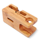 Cell Phone Charger Dock with Watch Bamboo Holder Desk Charging Stand B8C1